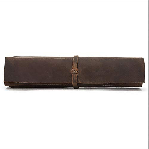 Leder-Bleistiftehalter, Retro-Bleistiftrolle, Stifteetui, Organizer, weiche Wickeltasche mit Gurt, für Schule, Arbeit und Büro