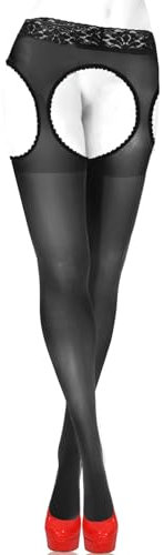 sesto senso Collant Ouvert Femme Sexy 15 Den Bas Pour Porte-Jarretelles Trou Entrejambe 2/S Noir