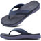 ONCAI Tongs pour Hommes, Été Sport Douche Piscine Plage Plantaire Cuir Sangle Chaussures de Orthopedic Support de L'arche Semelle en Caoutchouc Bleu Taille 43