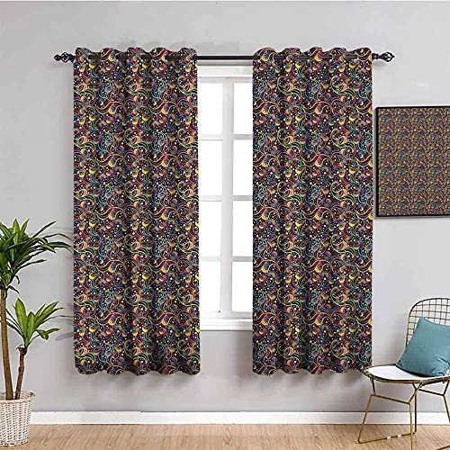 MENGBB Blickdicht Vorhang Kinderzimmer Mikrofaser - Retro Farbe Amerikaner Nische - Ösen 90% Blickdicht Gardinen - 230x180cm Mädchen Junge Schlafzimmer Wohnzimmer dekorativ