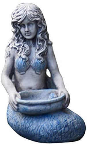 LONG-L Meerjungfrau Garten Statue Dekoration|Blue Tailed Mermaid Yard Art,Harz Indoor-Outdoor Skulptur Dekor,Geschenkidee Für Familienfreunde,B+40CM