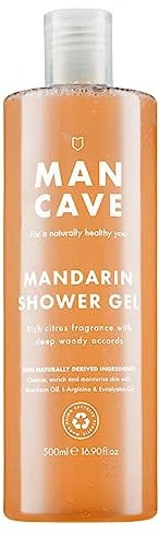 ManCave Mandarin Shower Gel for Men, Woody Citrus Aroma with Eucalyptus and Sweet Orange Oil, Sulphate and Paraben Free, Natural, Vegan, Cruelty Free, 500 ml