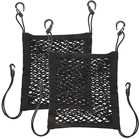 Lescars Netz: 2er-Set Kfz-Rückenlehnen-Aufbewahrungsnetze, 30 x 28 cm, elastisch (Kfz Zubehör, Netze, Auto)