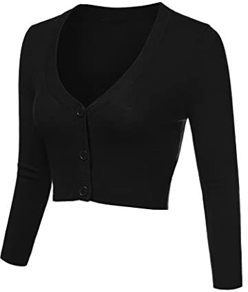 Aottori Bolero Damen Festlich Kurz Strickjacke Elegant Langarm Open Front Cropped Cardigan Schulterjacke Bolerojacke Strick Jäckchen für Mädchen Kleider Schwarz XXL