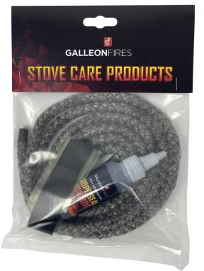 10mm Hard Rope for Stove Door,Woodburning Replacement Rope Kit, Black Rope Seal Pack (with Large 50ml Super Seal Glue) 10mm x 2M