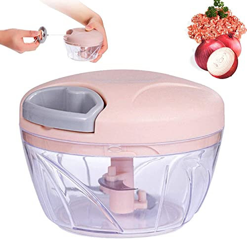 Housework Siempre Barato Picadora Manual, MINI Picadora con cuerda, Contenedor de ABS, 200 ml, 2 Cuchillas de acero, PICADORA Herramienta