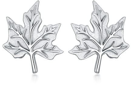 ONEFINITY Ohrstecker mit Ahornblatt-Motiv, 925er Sterlingsilber, Schmuck, Geschenk für Frauen und Mädchen