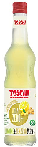 Toschi Zero+ Sciroppo Senza Zuccheri al gusto di Limone e Zenzero in Bottiglia di vetro da 560 ml.