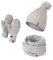 HEYO Mütze Schal Handschuh Set für Damen | Gefütterte Wintermütze mit Kunstfellbommel | Großer Loop Schal | Gestrickte Finger/Fingerlose- Winterhandschuhe für Touchscreen (Grau)