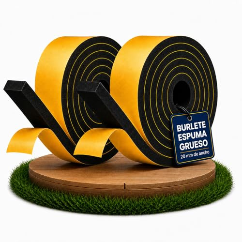 Junta de estanqueidad gruesa autoadhesiva ventanas 20mm (W) x 10mm (T) x 4M (L) burlete espuma/tiras de sellado para puertas y ventanas/burlete ventana corredera aluminio/burlete goma,2 piezas