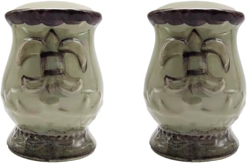 ACK Tuscany Salz- und Pfefferstreuer, bunt, handbemalt, Fleur de Lis, Küchendekoration