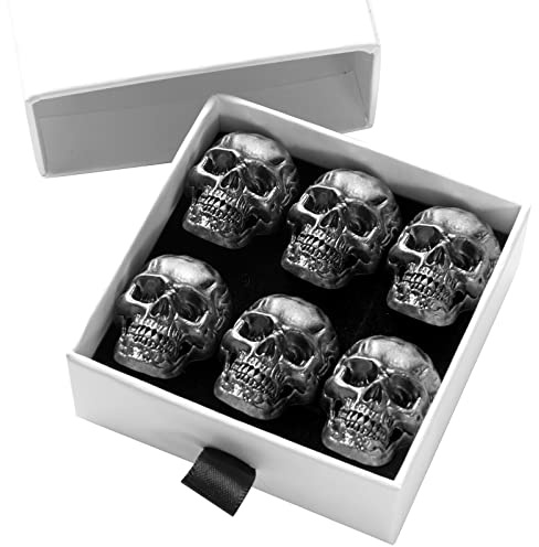 6-Pcs Schädel Kühlschrankmagnete, kühl, stark, lustige Goth Kühlschrankmagnete für Erwachsene, für Küchendekor, Büro Whiteboards,Pins für Karten, Kalender, Dateien, Notizen und Fotos (schwarz)...
