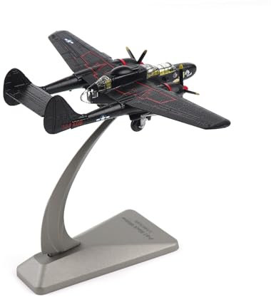 NUOTIE Northrop P-61B Black Widow Maßstab 1:144, Druckguss-Metall-Kampfflugzeug-Modellbausätze, Simulation eines Vintage-Flugzeugs aus dem Zweiten Weltkrieg, vorgefertigtes Modell mit Ständer