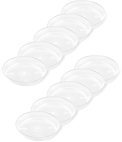 Garronda Sottovasi per Piante Rotondi in Plastica da Esterno e da Interno per Fiori e Giardini GD-0026 (10 Pezzi - Trasparenti, ⌀ 11 cm H 1,8 cm)
