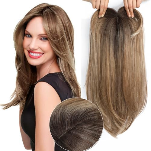 Hair Toppers for Thinning Hair 18inch hair Pieces for Women 6.5X6.5 Inch Hairtopper Adding Extra hairVolume, Natural Straight Hairpiece Super Soft Feel Like Realhair