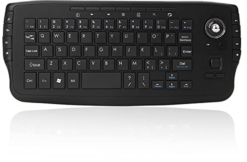 Sunydog Teclado inalámbrico E30 de 2,4 GHz con trackball, ratón, rueda de desplazamiento, control remoto para Android TV BOX Smart TV PC Notebook Negro