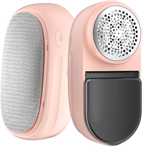 BZGG Quitapelusas Eléctrico, Afeitadora y Cepillo de Pelusas 2 en 1, Cable Recargable Tipo C, Cabezal Cortador de Pelusas de 6 Hojas, Quitapelusas para Ropa, Sofás, Mantas, Cortinas,Rosa