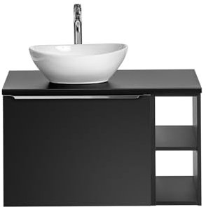 NAKA Badmöbel Set Mit Waschbecken MDF Spanplatte Soft Close Schwarz Matt 80 cm Santa Fe Lola