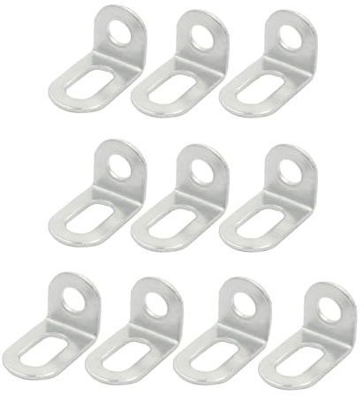 10PCS Metal Bracket Plate, Stainless Steel L Shaped 90 Degree Right Angle Brackets for Wood Furniture Cabinet Chair Table (White)