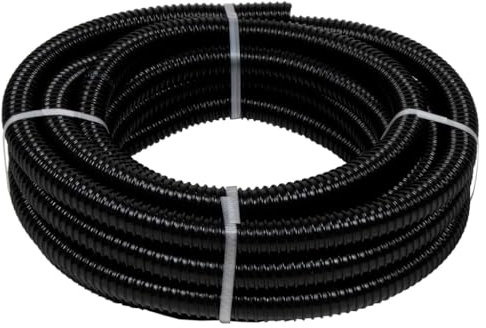 Ubbink Schwarzer Spiraldruckschlauch für Teichfilter - UV-beständiges PVC, 25 mm Durchmesser, 10 m Länge, 3 bar Druckleistung