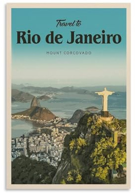 Vintage Rio de Janeiro Reiseposter auf Leinwand, Kunstposter, Wanddekoration, Poster, 50 x 75 cm