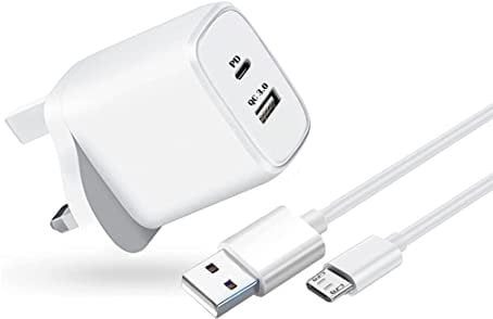 KP TECHNOLOGY Multi Port Fast Charger For Nokia 105 4G / 110 4G / 2720 Flip / 800 Tough / 8000/6300 / 3310/2660 Flip / 5710 XA / 8210 4G (Micro USB Cable + Dual Port Plug) (WHITE)