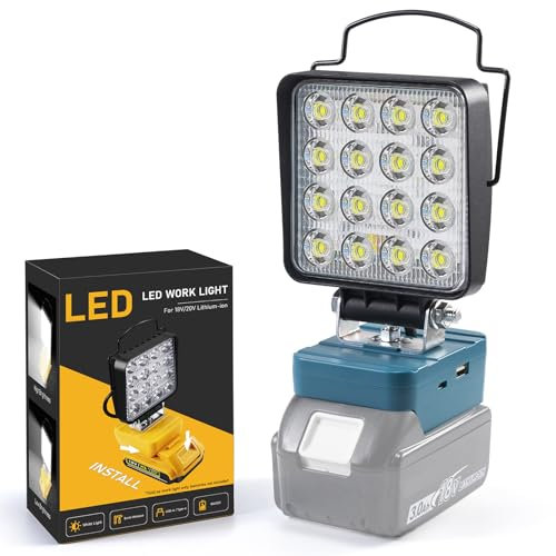 Sentoo Akku Lampe für Makita 18V, 48W 4800LM Kabellose Led Arbeitsleuchte Akku, Tragbare Flutlichter mit 2 Modi Helligkeit Mini Baustellen Lampe für Wartungsarbeiten, Camping
