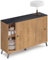 briebe Aparador Salón, Mueble Comedor Auxiliar, Buffet, 2 Puertas Correderas 87x120x40 cm (Alto x Ancho x Profundo) Recibidor, Diseño Moderno, LYS Roble Gold/Imitación Mármol