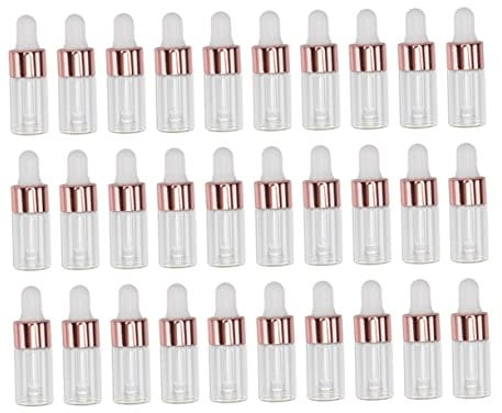 PLAFOPE 50pcs Glass Dropper Bottles Essential Oil Dropper Bottle Sample Perfume