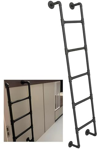 MKLSRWOING Heavy Duty Basement Window Well Egress Ladder, Wall Mounted Metal Step Ladder 4ft 5ft 6ft 7ft 8ft Universal Loft Bunk Bed Ladder Fire Climbing Ladder, Space-Saving(185cm/73in)