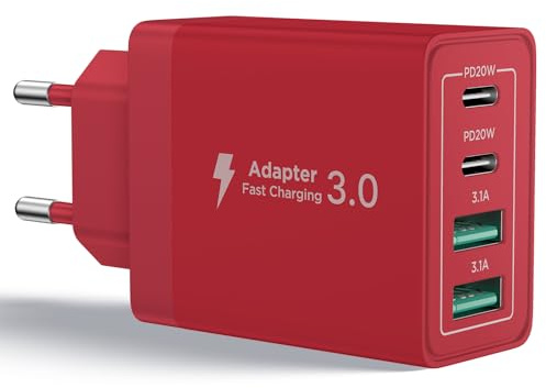Caricatore USB C,40W 4-Porto Alimentatore USB Presa multipla Tipo C Ricarica Veloce Spinotto Multiplo Carica Cellulare Rapido Spina Caricabatterie per iPhone 16 15 14 13,Samsung Galaxy S21,Xiaomi