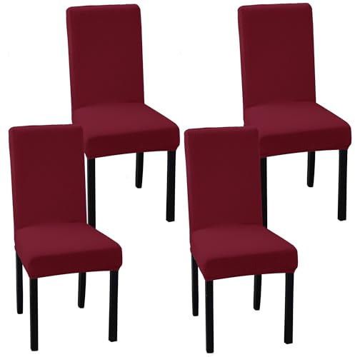 Ocves Stuhlhussen für Esszimmer, 4 oder 6 Stück, dehnbar, Esszimmerstuhlhussen, abnehmbar, waschbar, Stuhlschoner für Bankett, Küche, Party und Zuhause (Burgunderrot, 4 Stück)