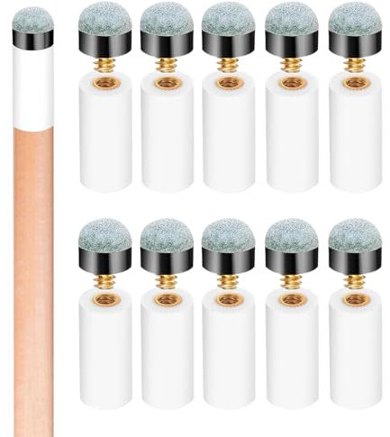 10PCS Pool Cue Tips,Snooker Cue Tip,Screw on Pool Stick Tips Replacement Kit,Billiards Pole Cue Tip,Snooker Tips,Pool Stick Tips Replacement Kit,Pool Queue Stick Tips Kit Suitable for Billiards Room