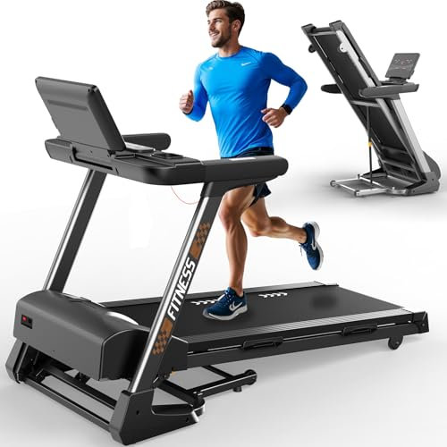 ORISYN Laufband für Zuhause Klappbar mit Automatischer Steigung bis 18km/h u. 20km/h, 4.5/5.25 PS-Motor, 150KG/160KG Tragfähigkeit, App kompatibel (T600-18-Stufige Steigung)