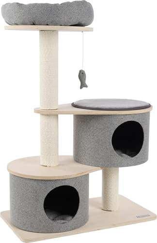 Flamingo Kratzbaum Kanzo – Grau & Beige – 102 cm | Stilvoll, funktional & gemütlich!