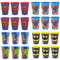 JAMERPD 24 Pack Vasos Infantiles de plástico Reutilizable de 260 ml. Spiderman - Batman - Capitan America - Hulk - Superman- 24 pack vasos super heroes - camping-verano -piscina