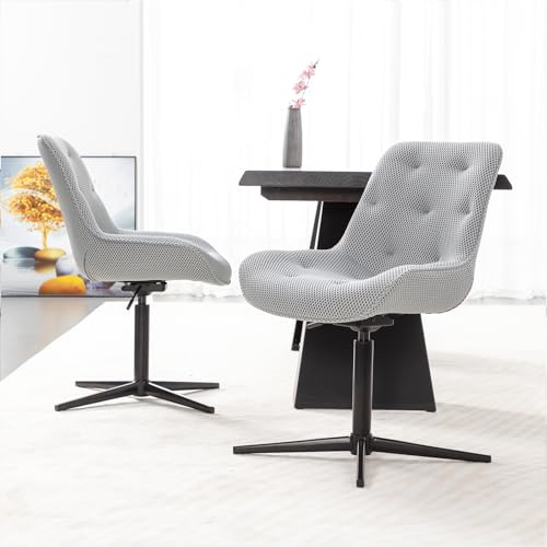 BALIAA Küchenstühle 2er Set, Esszimmerstühle Drehbar, Polsterstuhl Esszimmer aus Atmungsaktives Netzgewebe mit Metallbeinen, Essstühle Grau
