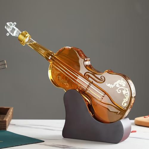 LTdlhFk 1000ml Personalized Whiskey Decanter Set, Creative Guitar/Violin Decanter with Stopper, Whiskey Dispenser, Set,A