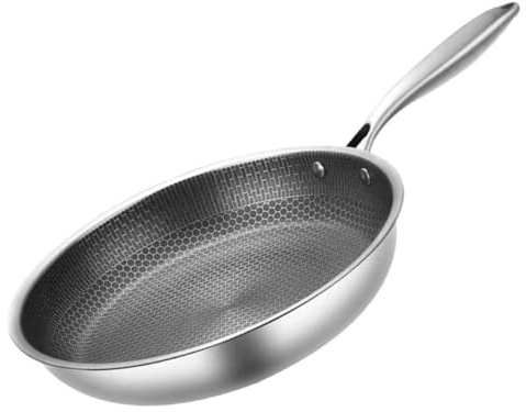 HEALEEP Honeycomb Fry Pan Induction Compatibility Ergonomic Handle Stainless Steel Egg Frying Pan Non-Stick Outdoor Cooking