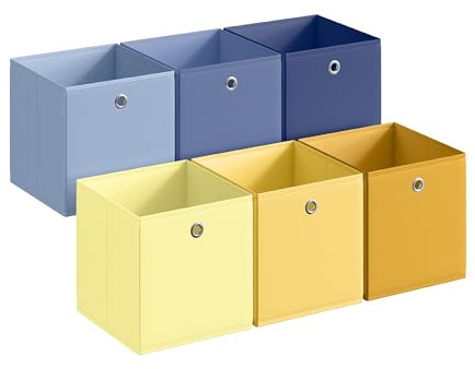 SONGMICS Storage Cubes, Set of 6 Collapsible Storage Boxes, Odourless, 26 x 26 x 28 cm, Fit Cube Storage Unit, Rainbow Storage Bins, Colourful Fabric Bins for Bedroom, Living Room RFB226XA09 | Rainbow Storage Bins, Fit Cube Storage Unit,Odourless, for Bedroom, Living Room, Colourful, TINA Collection RFB226XA09