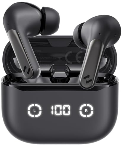 havit Kabellose Kopfhörer mit aktiver Geräuschunterdrückung, Bluetooth 13,7 cm Ohr-Kopfhörer, 3D-Bass-Stereo-Wireless-Ohrhörer mit 4 ENC-Geräuschunterdrückungs-Mikrofon, 40H Bluetooth-Ohrhörer mit