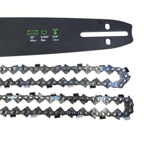 FORESTA Guida + 2 catene motosega 76 allenatori 50 cm di taglio 0,325 ″ 0,058 ″ adatto per Oregon 208SLGK095 + 21LPX076E, 208VXLGK095 + 21LPX076E, 208PXBK095 + 21LPX076E