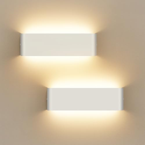 2PCS 12W Wandlampe LED 30CM, 3000K Wandleuchte Innen mit Up und Down Lichtquelle, 1000LM Dekorative Flurlampen, LED Lampe aus Aluminium, Wandlicht für Wohnzimmer Schlafzimmer Treppenhuas Korridor