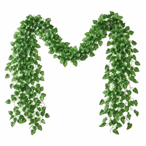 ShiJiuYou 12 x 83ft Artificial Ivy Garland Vine Leaves for Home Decor | Ideal for Homeowners, Event Planners, Interior Decorators, And Anyone Seeking Low-Maintenance Greenery.