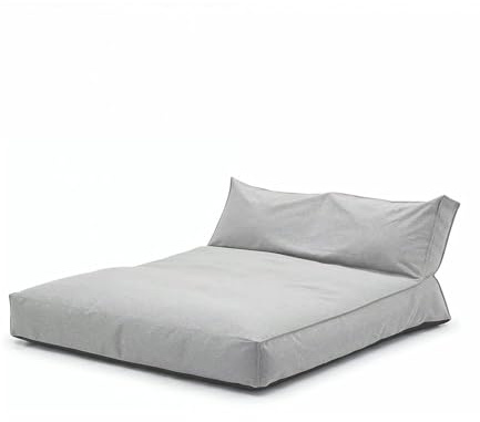 mokebo Outdoor Lounge 'Das Daybed' (130x150 cm) Made in Germany, 3-in-1 Sonnenliege, Gartenliege, wetterfestes Loungebett, wasserabweisender Boden für Terrasse & Pool in Lichtgrau