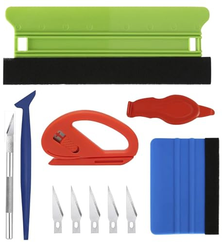 11 Pcs Vinyl Wrap Tool Kit, Window Tint Tools for Car, Professional Wallpaper Tools with Vinyl Cutter & Squeegee, Vinyl Trimming Tool for Car Wrapping and Install Wallpaper