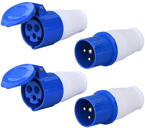 4 PCS 16 Amp Plug and Socket Set, Trailing Electrical Connectors 240V, 3-Core 16A Plug and Connector Combination for Versatile Power Distribution, Durable Construction for Reliable Performance