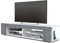 Vladon Mueble TV Movie, Cómoda TV con 4 Compartimentos Abiertos y Franjas Decorativas, Blanco Mate/Avola Antracita (134 x 29 x 39 cm)