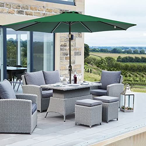 Green Bay 2.7M Round Garden Parasol Umbrella Outdoor Sun Shade for Patio/Beach/Pool Umbrellas with Winding Crank and 38mm Tilt Pole - Green