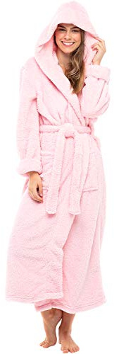 Alexander Del Rossa Womens Fluffy, Fuzzy Robe for Women,Women's Long Hooded Robes, Plus Size